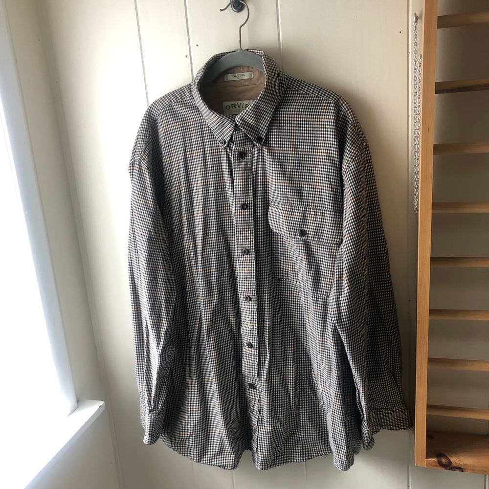 * ORVIS Blue Multi L/S Casual Button Down Men’s XL Shirt